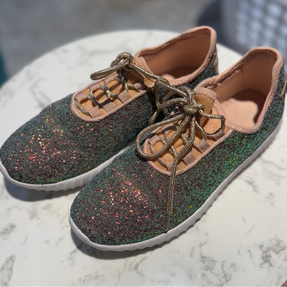 Forever Glittery Rose Gold Sneakers Size 8.5